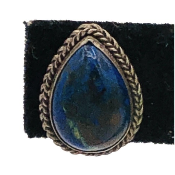 Sterling Silver Earrings Malachite Lapis Teardrop Eilat Stone 925 - Picture 4 of 7